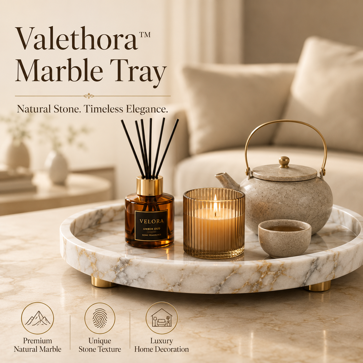 Marble Tray – Luxury Natural Stone Serving Tray For Modern Homes