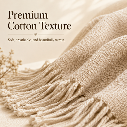 Cotton Throw Blanket – Soft Luxury Blanket For Cozy Home Moments