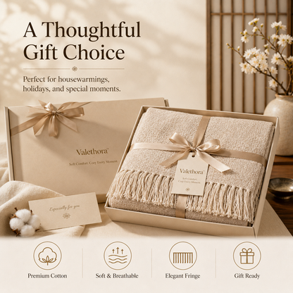 Cotton Throw Blanket – Soft Luxury Blanket For Cozy Home Moments