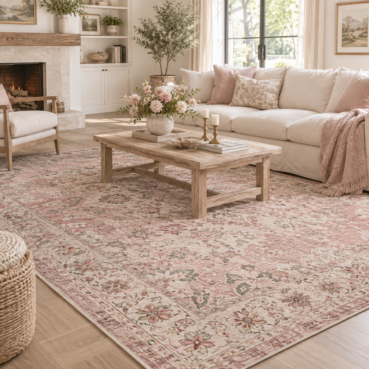 Rosewood Vintage Floral Area Rug