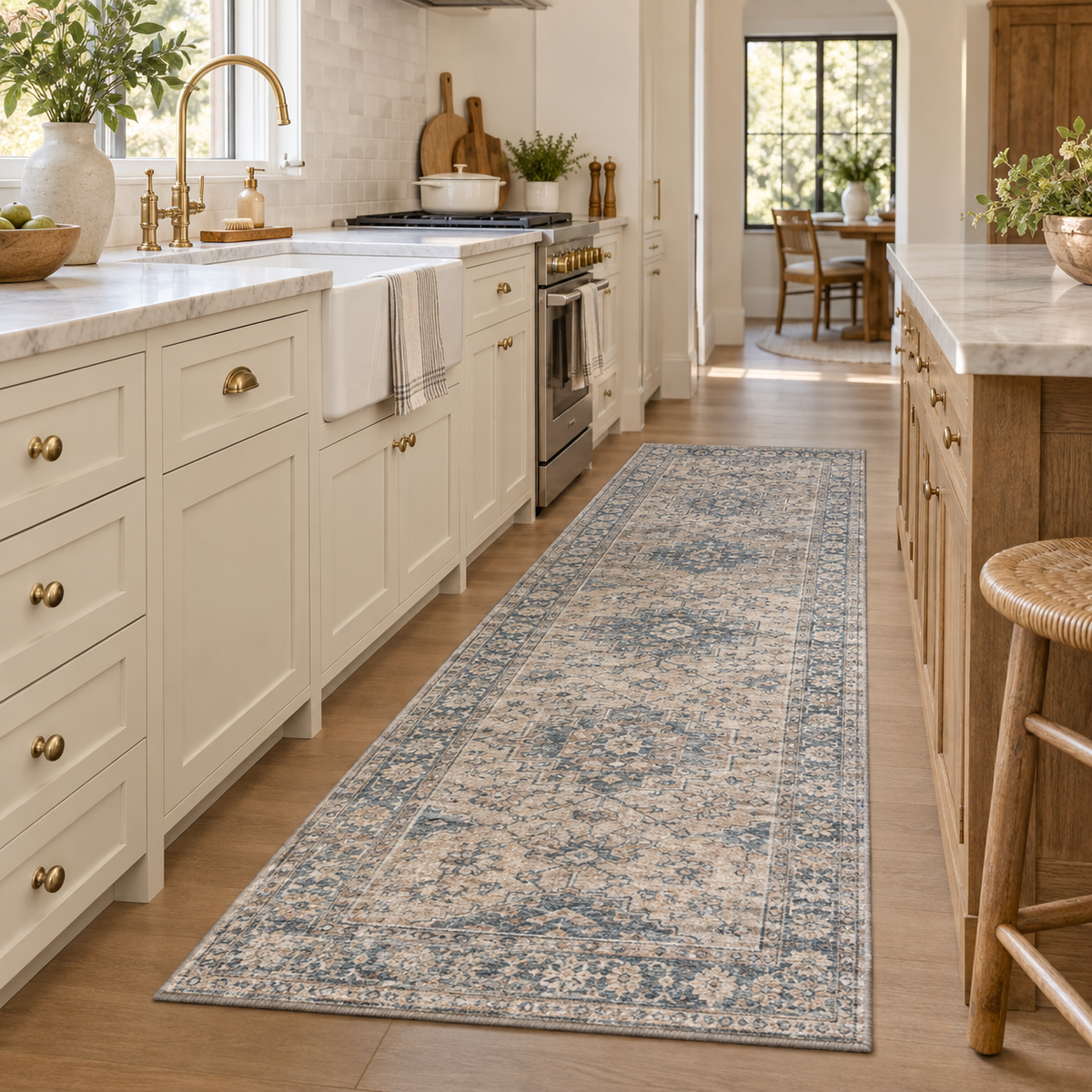 Harbor Blue Vintage Kitchen Runner