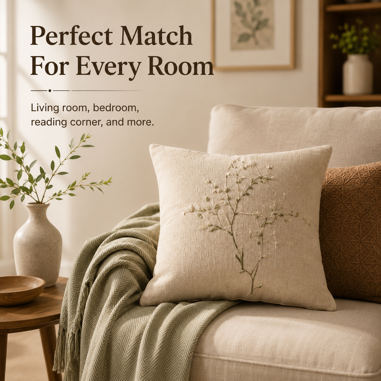 Linen Cushion – Embroidered Natural Linen Pillow For Elegant Living